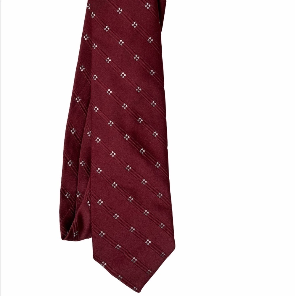 Givenchy Gentlemen Paris Mens Burgundy Geometric Dot Stripe Polyester Necktie